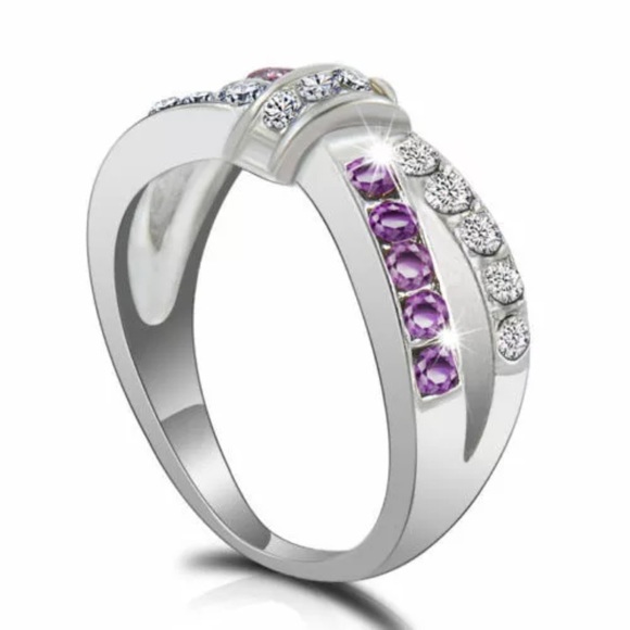 Jewelry - Purple Amethyst Criss Cross Silver Ring